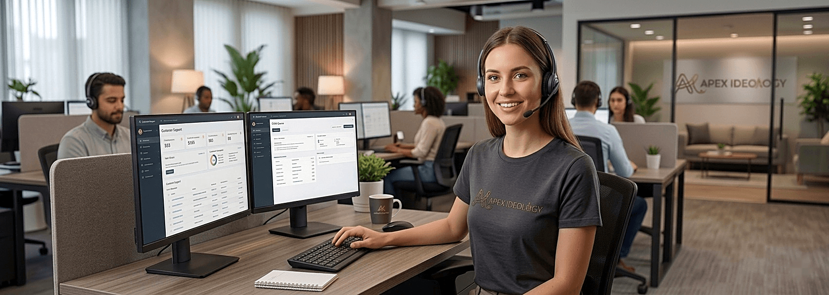 Apex Ideology customer support team at work